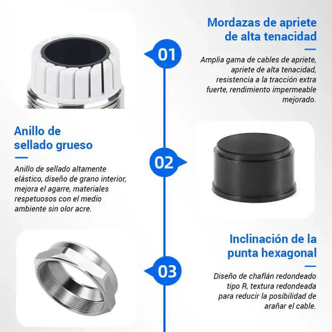 Set Of Two M40 Cable Glands Built Tough In Nickel Plated Brass For Waterproof IP68 with grip gaskets and hexagonal tip angle