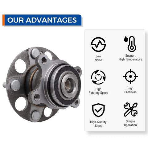 Rear Wheel Hub Bearing Assembly Pack Of 2 Compatible With 2006 2011 Honda Civic LX GX DX Durable OEM Fitment For Reliable Steering
