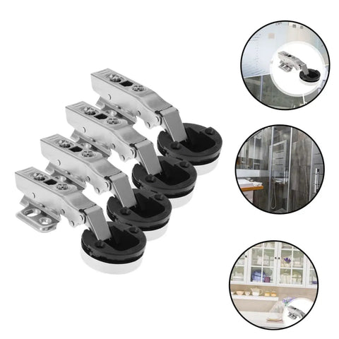 Hydraulic Glass Door Hinges 4 Pack For Frameless Cabinets And Cupboards With Soft Close Damping Silver Finish Durable Cold Rolled Steel Construction