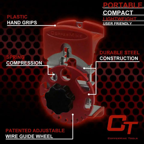Image of a Hassle Free Portable Handheld Copper Wire Stripper For Scrap Wire Recycling Adjustable Cable Tool with highlighted features.