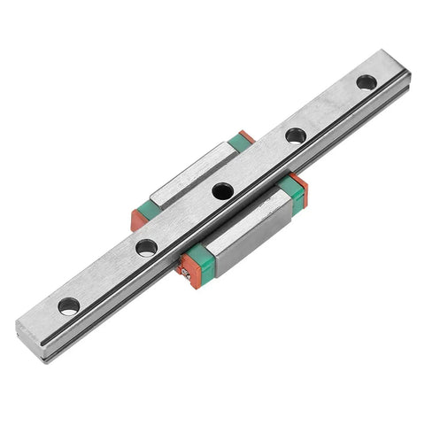 Miniature 9mm wide rail guide slide block with steel bearings, model LML9B, showing two-piece set for CNC machines