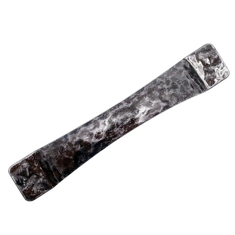 Arched Hammered Cabinet Pulls 6 Pack in Aged Silver With 3 Inch Hole Centers Rustic Solid Cast Handles Top View