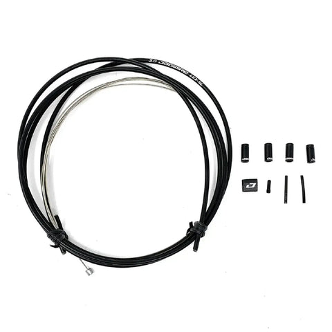 Dropper Cable Kit For MTB Riders with Pro 0.8mm polished inner cable and 3.0mm Lex SL housing, components laid out on white background.