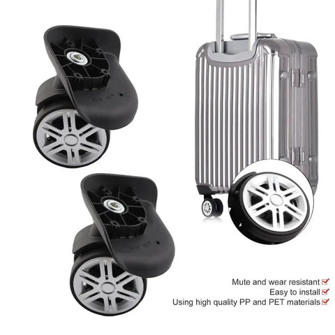 2 Pack Universal Luggage Replacement Wheels 360 Degree Silent Swivel Casters For Suitcases And Trolleys with 12 Screws shown