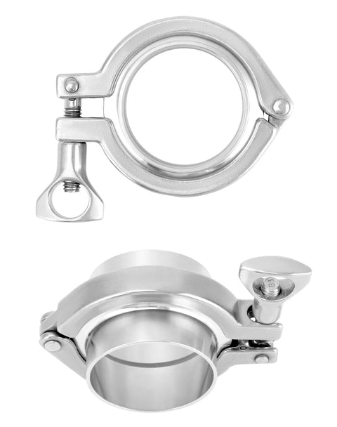 Clamp fitting, 304 stainless steel, 2 in sanitary pipe weld ferrule with chuck end, 51mm ID, 2 sets
