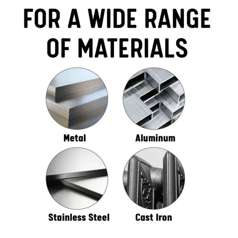 Image showing materials: Metal, Aluminum, Stainless Steel, Cast Iron suitable for Heavy Duty HSS End Mill Set For Metalworking.