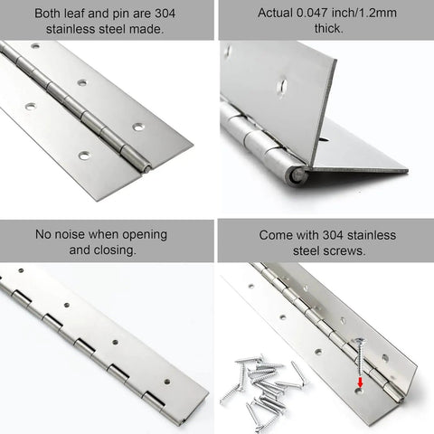 Tough As Nails Heavy Duty 16 Inch By 2 Inch Piano Hinge 0.047 Inch Thick Stainless Steel Two Pack Continuous Hinge For Cabinets Doors