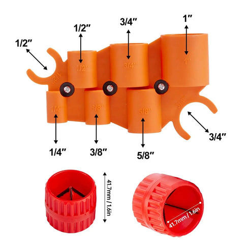 Depth Gauge And Pipe Deburring Tool Kit For PVC PPR CPVC PEX Copper Brass Aluminum Tubing, 6 In 1 Chamfer And Reaming Set