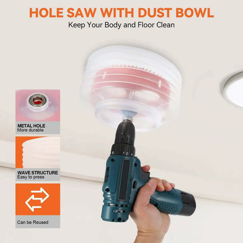 6.25 Inch And 4.25 Inch Hole Saw Kit With Dust Bowl Catcher For 6 Inch And 4 Inch LED Recessed Lighting Can Lights Bi Metal Wood Drywall