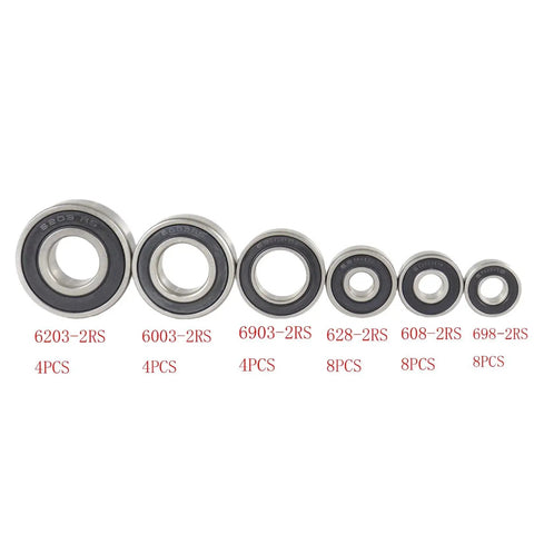 Ball Bearings Kit With ABEC-5 Precision And Low Noise Sealed Bearings For High Speed Machinery Including 6203-2RS to 698-2RS sizes