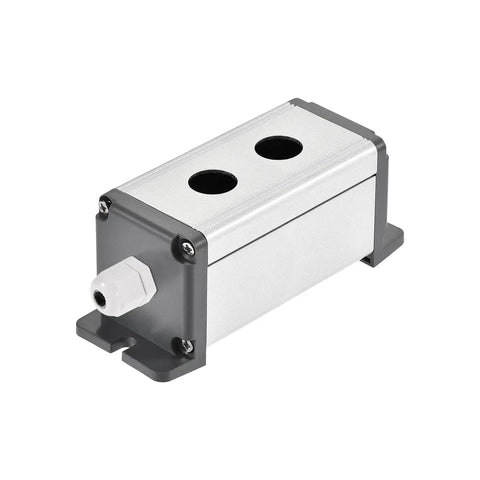 Two Hole 16mm Aluminum Switch Button Station Box With PG7 Cable Gland And Mounting Base, durable enclosure for control panels