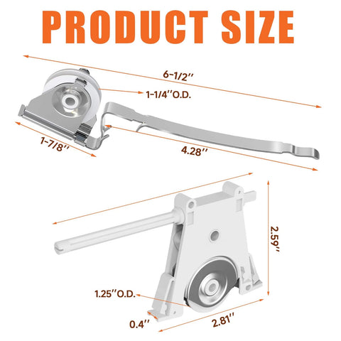 Upper Sliding Screen Door Rollers Replacement Part 1997063 with size dimensions for 1-1/4 inch nylon concave wheels.