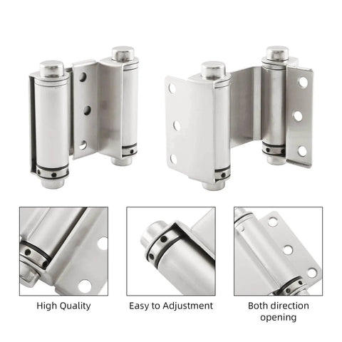 3 Inch Double Action Spring Door Hinge Set Self Closing For Saloon Bar Pub Cafe Doors Satin Nickel Finish Durable Steel Construction