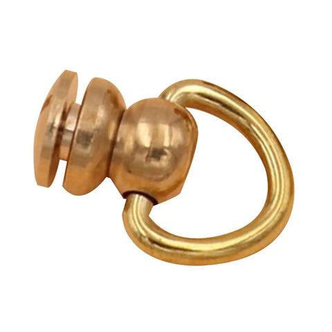 Solid Brass Ball Stud Rivets With D Ring 360 Rotatable Head For Leather Purses, showing a brass ball stud and D-ring
