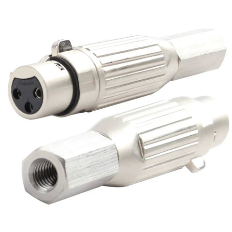 Stainless Steel M8 304 3 Pin XLR End Connector For Reciprocating Linear Actuator DIY Build And Industrial Cable Adapter Durable Length Eight Point Five Cm Silver, close-up view