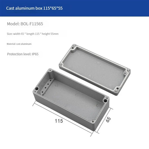 Open view of IP66 Waterproof Outdoor Cast Aluminum Junction Box For Electronic Projects Explosion Proof Electrical Enclosure Case 115x65x55mm showing measurements.