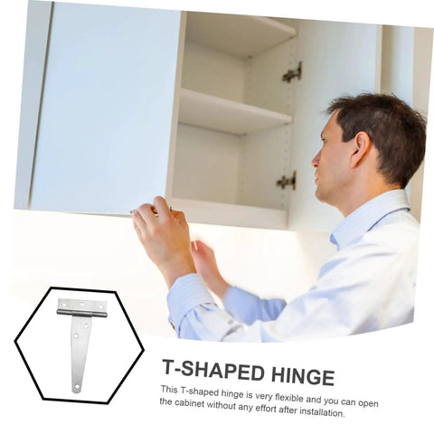 6 Pack Sturdy T Type Cabinet Hinges Thickened Hardware For Durable Furniture, Easy To Install And Remove, High Load Capacity For Cabinets And Doors