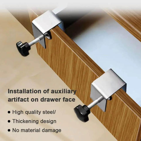 Heavy Duty Drawer Front Clamps Set Black Stainless Steel C Clamps For Woodworking Dual End Fixing Clips on wooden drawer