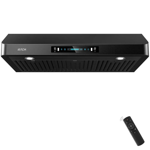 36 Inch Under Cabinet Range Hood With 900 CFM Dual Motors Black Kitchen Vent Hood For Real Heavy Duty Cooking Four Speed Gesture Sensing And Touch Control Panel Powerful Smoke And Odor Removal Quiet Operation No Fuss Install