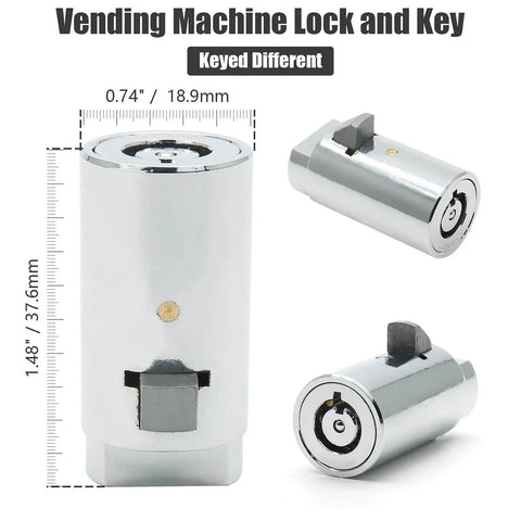 High Security Vending Machine Lock and Key Kit for Soda Snack and Candy Machines With Tubular Keyway Tamper Proof Cylinder and Keyed Different Replacement for Coke Gumball Machines by Qjaiune.