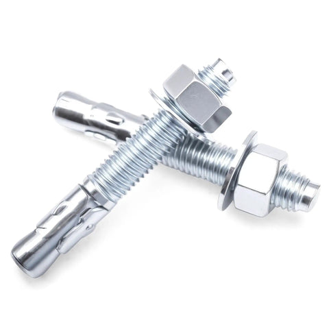 5/16 Inch Wedge Anchor For Concrete, Carbon Steel, Anti Rust Finish, All Thread Design, two anchors overlapping