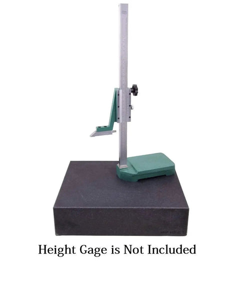 Granite Surface Plate With Precision Ground Top For Ultra Flatness And Stability Grade B Metrology Plate 12 Inch By 9 Inch By 3 Inch Flatness Tolerance 0.0001 Inch Includes Certificate Of Inspection Federal Spec GGG-P-463C Compliant HHIP with height gage.