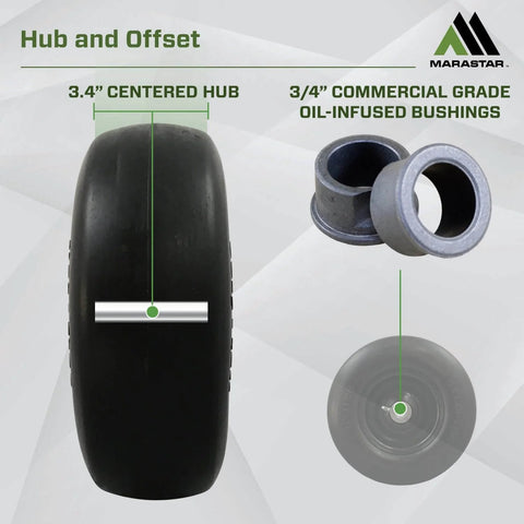 Universal Fit Flat Free Tire And Wheel Assembly For Zero Turn Mowers 11x4.00-5 Smooth Tread 2 Pack With Adapter Kit Oil Infused Bushings