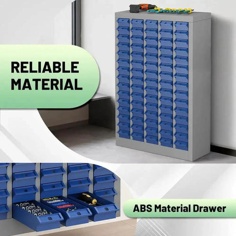 Heavy Duty 75 Drawer Parts Cabinet For Tools And Hardware Steel Storage With Adjustable ABS Drawers And Label Tabs