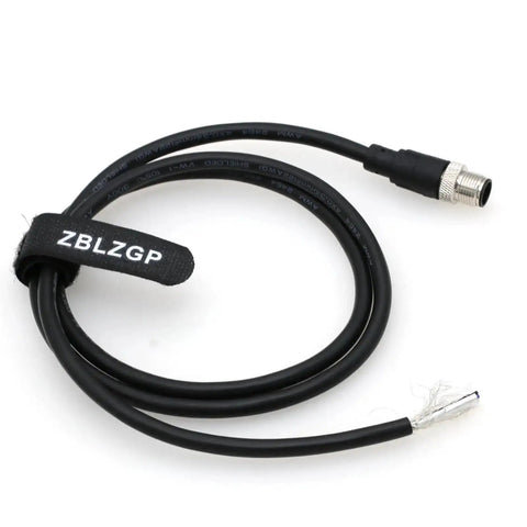 Pro Grade M12 Four Pin Male Sensor Connector With Shielded Aviation Cable for Industrial Automation, 1m length, coiled view.