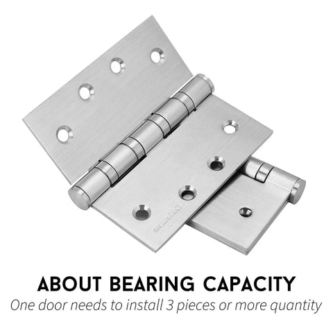 3 Pack 4x4 Inch Ball Bearing Door Hinges Stainless Steel Exterior Heavy Duty 304 Stainless Brushed Nickel Finish With Square Corners