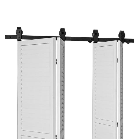 Bi Folding Sliding Barn Door Hardware Track Kit Heavy Duty Steel Rails for Four 12 Inch Closet Pantry Laundry Doors