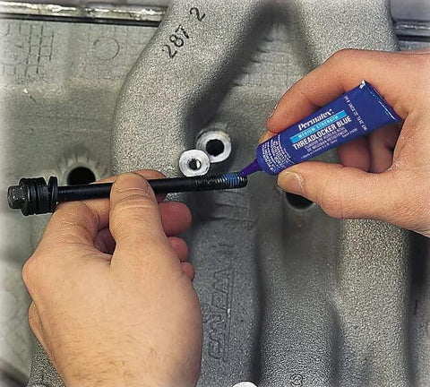 Applying Blue Medium Strength Thread Locker For Bolts And Fasteners Quarter Inch To Three Quarter Inch Keeps Vibration From Loosening