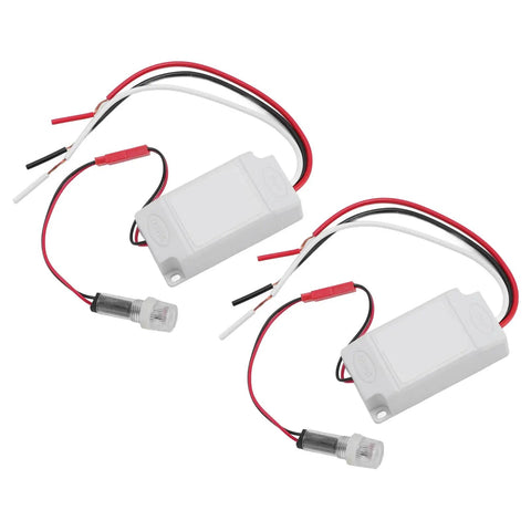 Outdoor Dusk To Dawn Photocell Light Switch With Auto On Off Sensor IP33 Weatherproof, visible wiring, pack of two.