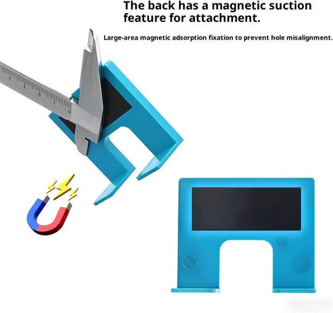 Magnetic Hinge Jig Kit For Quick No Drill Needed Door Install And Drawer Woodworking Accurate Hinges Cutting Guide shown in blue