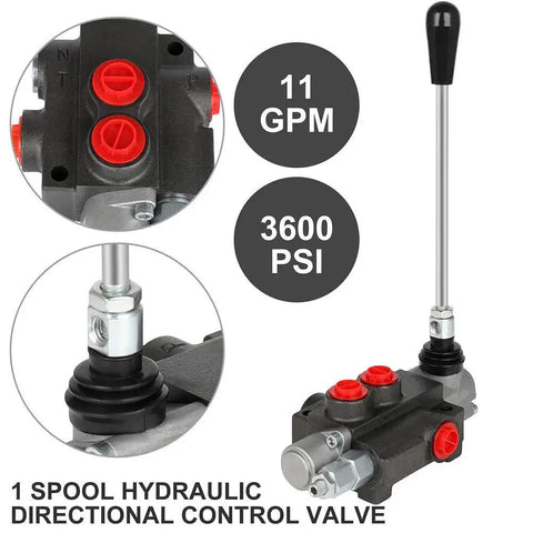 Hydraulic Flow Control Valve With One Spool For Small Tractors And Loaders 11 GPM 3600 PSI with lever handle and G ports