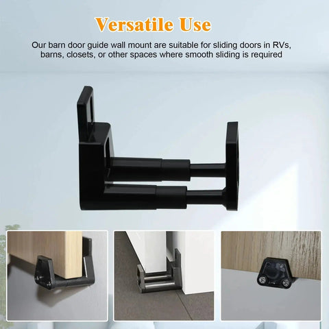 Barn Door Floor Guide With Adjustable Wall Mount For Easy Installation RV Sliding Door Guide With Screws Black Finish 2 Packs