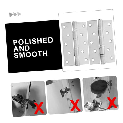 Heavy Duty Stainless Steel Door Hinges With Ball Bearings For Exterior Use, Silent Operation, Square Corner, Polished Finish