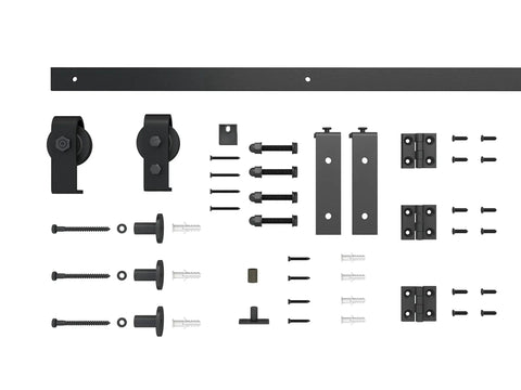 Unfinished 30 Inch By 84 Inch Wood Bi Fold Barn Door For DIY Install With Sliding Hardware Kit Made From Knotty Pine Ready To Stain Or Paint hardware components