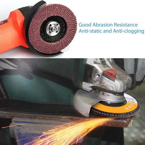 Power Through Metal With A 20 Piece Flap Discs Set For Angle Grinders For DIYers And Pros Four And A Half Inch Type 27 in use