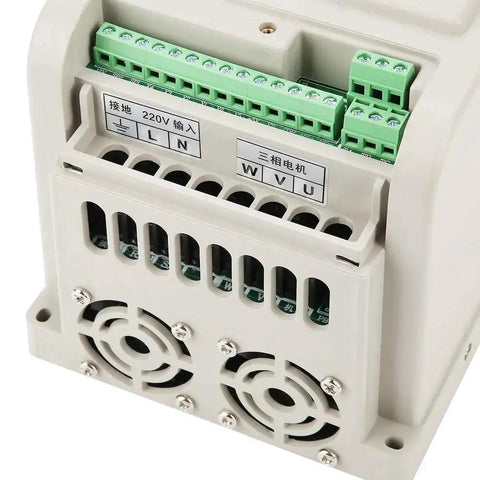Back view of High Torque Variable Frequency Drive Five And A Half HP 220V Single Phase VFD Speed Controller for AC Motors connections.