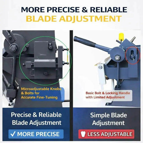 Box And Pan Style Metal Brake For 50 Inch Sheet Metal, 16 Gauge Capacity Up To 135 Degree Bends blade adjustment comparison