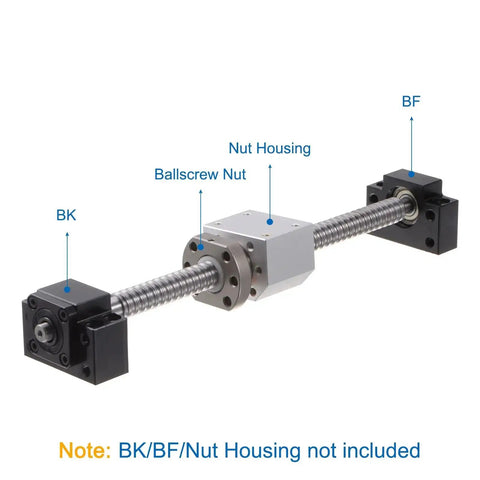 Beefy Ball Screw SFU1605 16mm Diameter 5mm Lead 260mm Length with Anti Backlash Kit for BK BF12 CNC Machines, side view