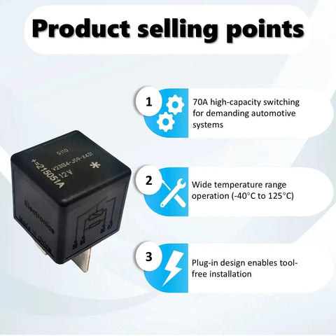 Plug-In Mini ISO Relay General Purpose 12V DC 70A Four Pin Automotive Relay With Supersession V23136 J4 X60 And V23134 J59 X431 J52 D642