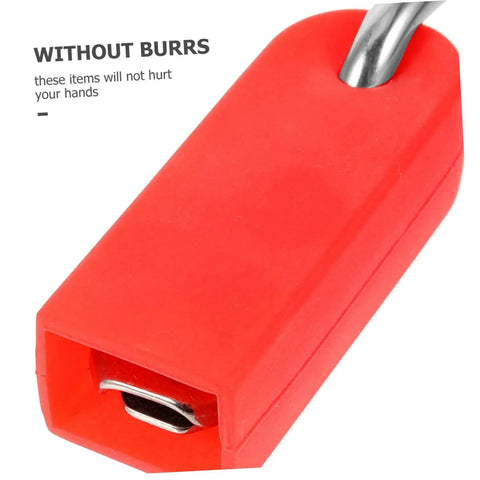 Close-up of Parliky's Smart Pool Float Hanger Hook And Floating Line Clamp with burr-free design in red for securing floating lines.