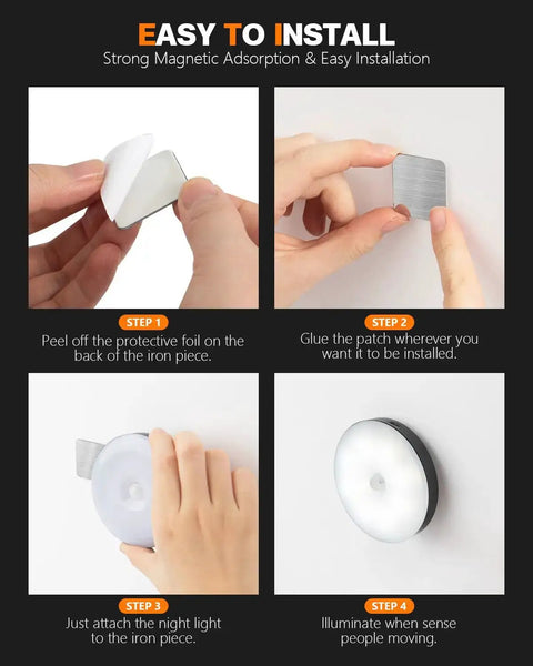 Rechargeable Magnetic Puck Lights With Motion Sensor, Three Lighting Modes And Dimmable Brightness installation guide