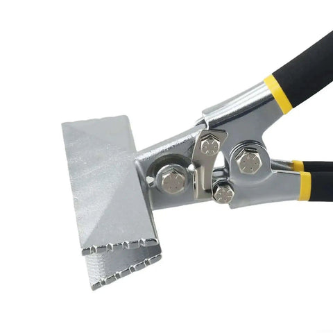 Workhorse Sheet Metal Bending Pliers With Straight Or Elbow Handle for precise crimping in light metal framing, dual jaw width close-up