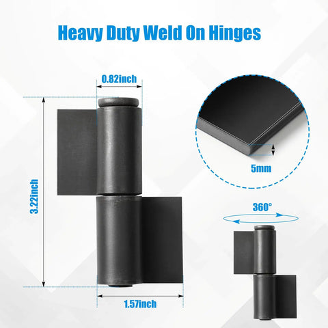Four Pack Heavy Duty Weld On Gate Hinges Set Of 4 Barrel Style Steel Hinges With Detachable Pins for outdoor use