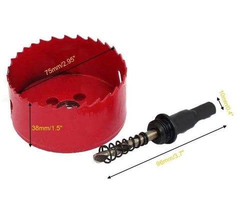 Beast Mode Heavy Duty Bi Metal Hole Saw 75mm 3 Inch With One And A Quarter Inch Cutting Depth For Wood Plastic Drywall And Metal Sheet HSS M42 Teeth For Smooth Cuts And Cornhole Boards By Luomorgo with separate arbor attachment