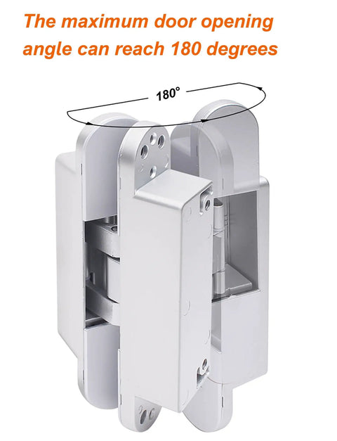 Heavy Duty Invisible Hinges With Silent Operation, 3D Adjustable Concealed Hinges in Gold Finish, 110x130mm shown fully open to 180 degrees
