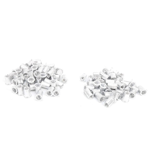 M10 100 Pcs Aluminum Flat Head Pull Riveting Nuts Set for Vertical Hardware Accessories displayed on a white surface.